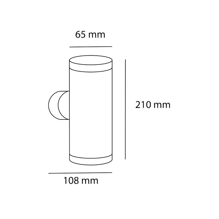 Luminario cilíndrico GAIA 21cm bidireccional para foco MR16 GU10 acabado gris de Auro