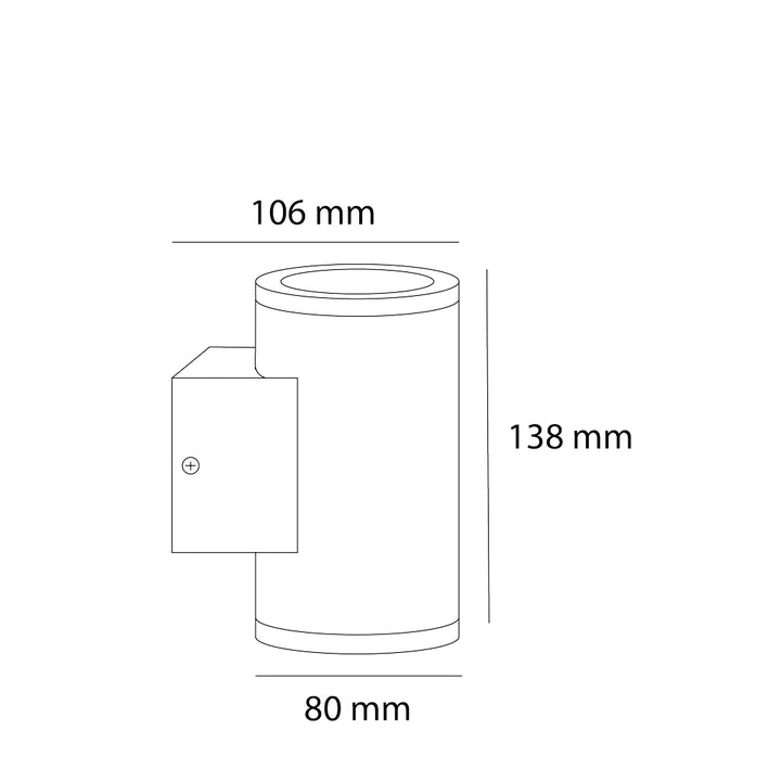 Luminario cilíndrico bidireccional GAIA LED para muro 2x6W 90° color de luz neutro cálido (3000K) acabado gris de Auro