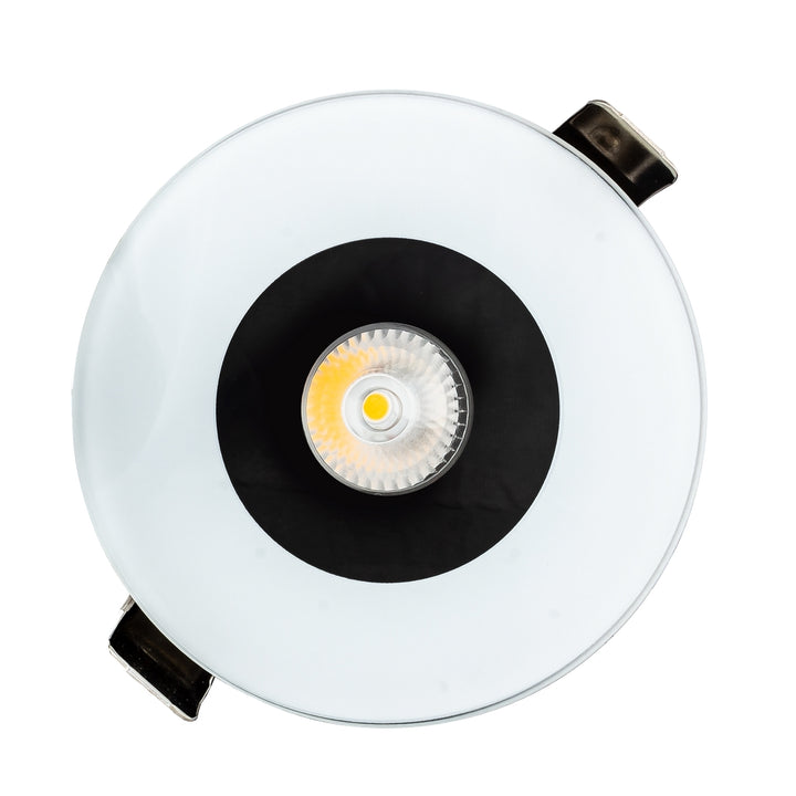 Downlight con panel de cristal templado 6w 25° color de luz neutro cálido (se puede instalar en exteriores) opción de acabado negro o blanco de Auro
