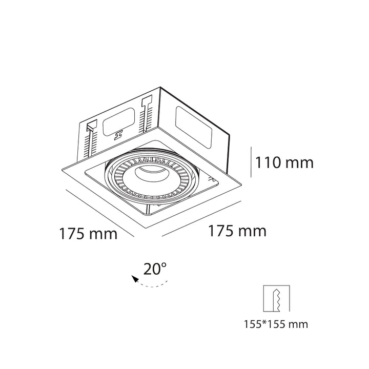 Downlight CIRA 18W 24° CRI>90 cuadrado acabado blanco o negro color de luz neutro cálido de Auro