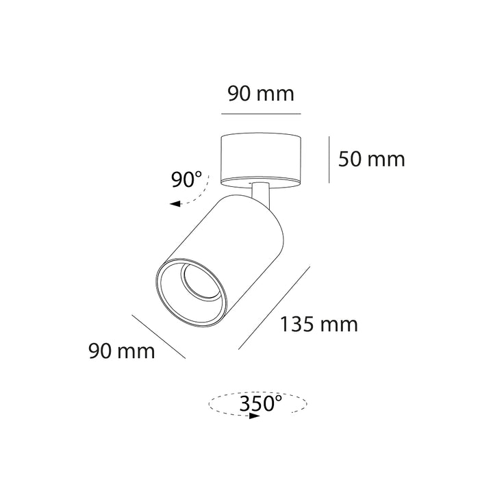 Proyector dirigle para sobreponer ANYA 28W 24° CRI>90, acabado negro o blanco, opción color de luz neutro cálido o neutro de AURO Lighting