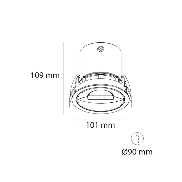 Downlight WallWasher DANA 30° x 50° dirigible 18w CRI>93 color de luz neutro cálido de Auro