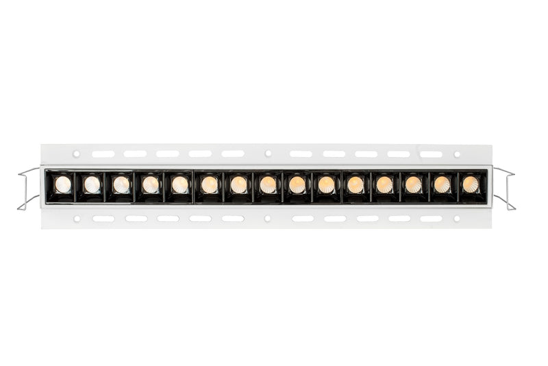 Downlight trimless de bajo deslumbramiento OBA quince ópticas marco blanco opción color reflector blanco o negro 30w luz neutra cálida CRI>90 de AURO Lighting