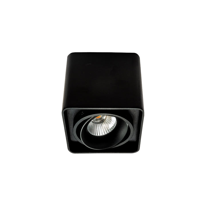 Downlight cúbico drigible de sobreponer YERAY 10W 35° CRI>90 opción acabados blanco o negro y color de luz neutro cálido o neutro de AURO Lighting