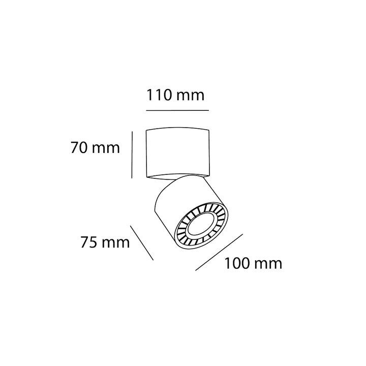 Proyector circular direccionable OTO 28W 24° CRI>90 acabado blanco o negro para sobreponer opciones color de luz neutro cálido y neutro de AURO Lighting