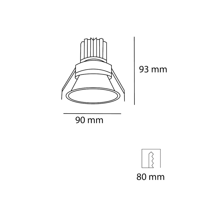 Downlight blanco TARIK de bajo deslumbramiento ajustable 7w CRI>90, acabado blanco o negro, color de luz neutro cálido y neutro de AURO Lighting