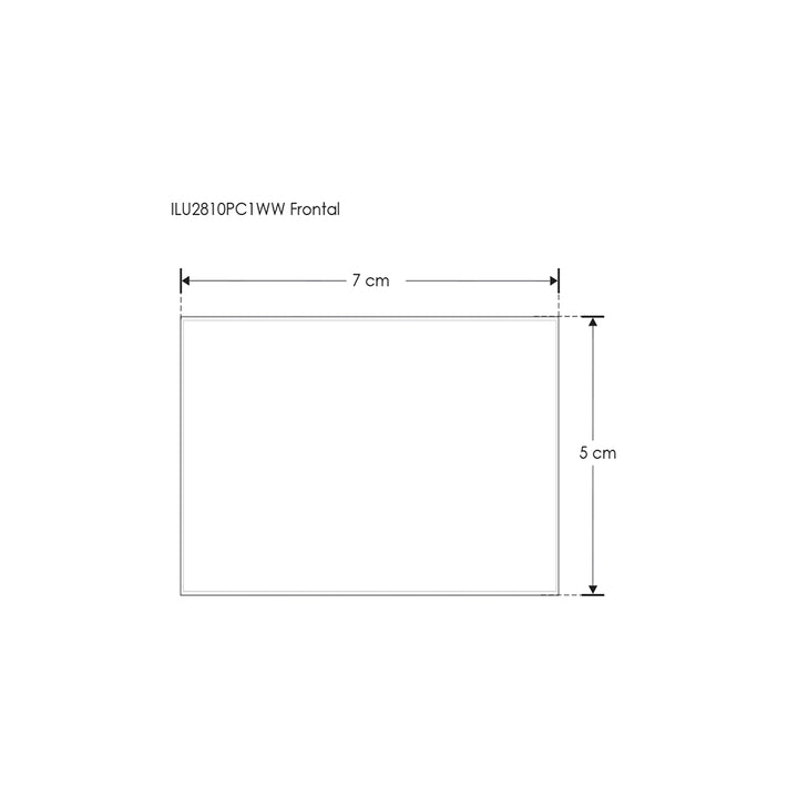 Luminario de cortesía rectangular 7x5cm para sobreponer en muro 1W iLumileds, acabado blanco, vista frontal