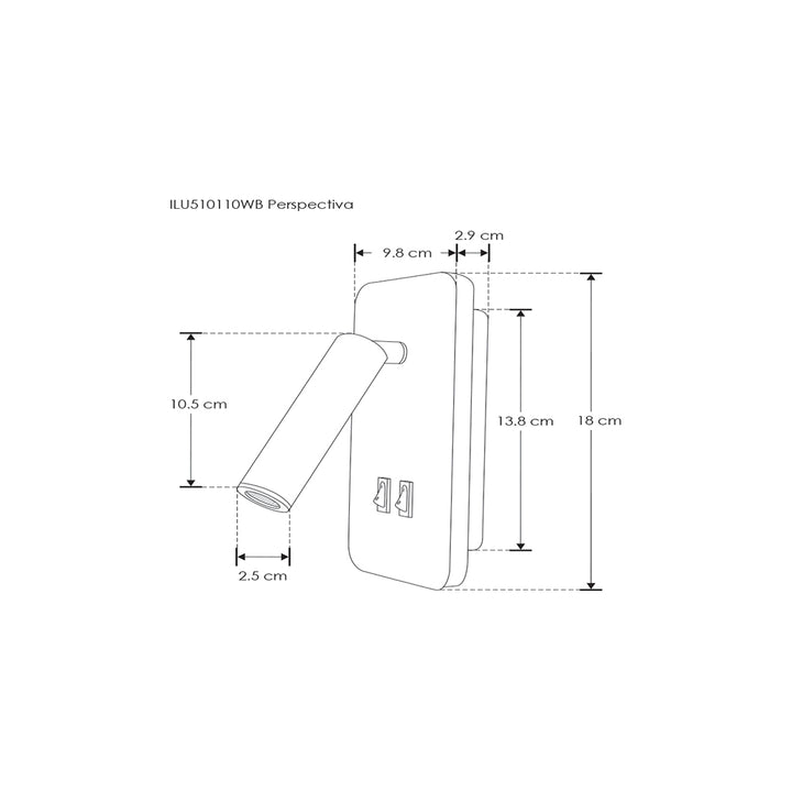 Luminario para muro con salida de luz trasera y frontal dirigible 10w color de luz Neutro Cálido (3000K) 85-265V de iLumileds