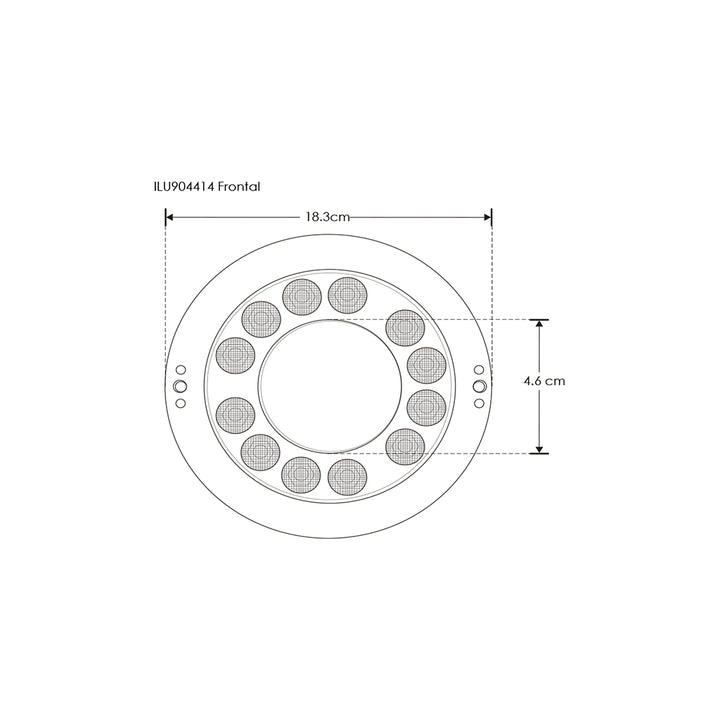 Luminario subacuático tipo dona RGB IP68 fabricado en acero inoxidable AISI 304 36W 40° 24V con housing incluido de iLumileds.