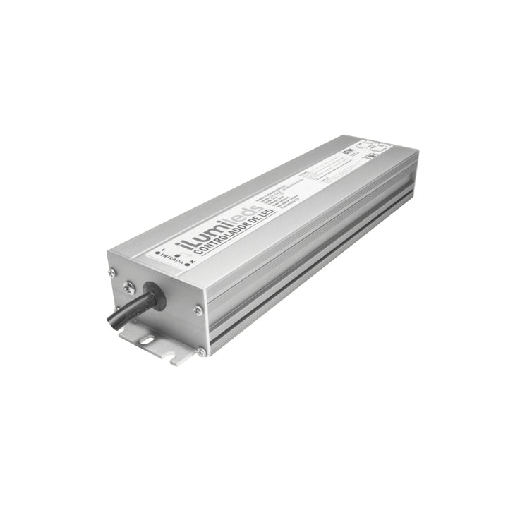 Fuente de poder atenuable 60W (48W máx.) 24V cc para exteriores IP67 compatible con 5 modos: TRIAC, 0-10V, 1-10V, PWM y potenciómetro de iLumileds