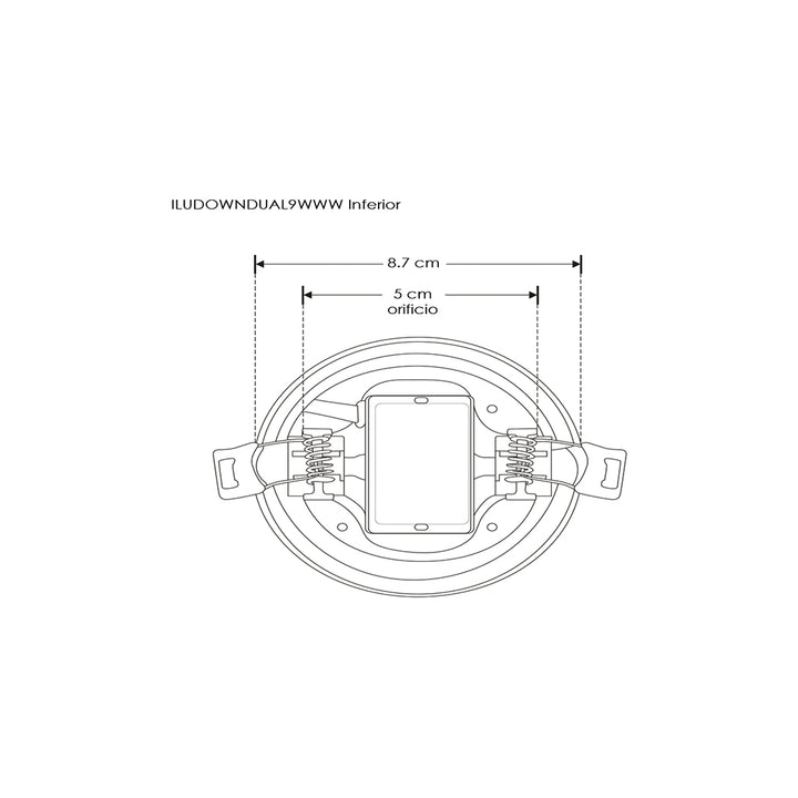 Downlight 9W para empotrar o sobreponer con cuerpo difuso con clips de sujeción ajustable (5 a 6.1cm) 85-265V opciones de luz cálido / frío de iLumileds