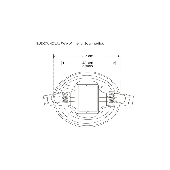 Downlight 9W para empotrar o sobreponer con cuerpo difuso con clips de sujeción ajustable (5 a 6.1cm) 85-265V opciones de luz cálido / frío de iLumileds