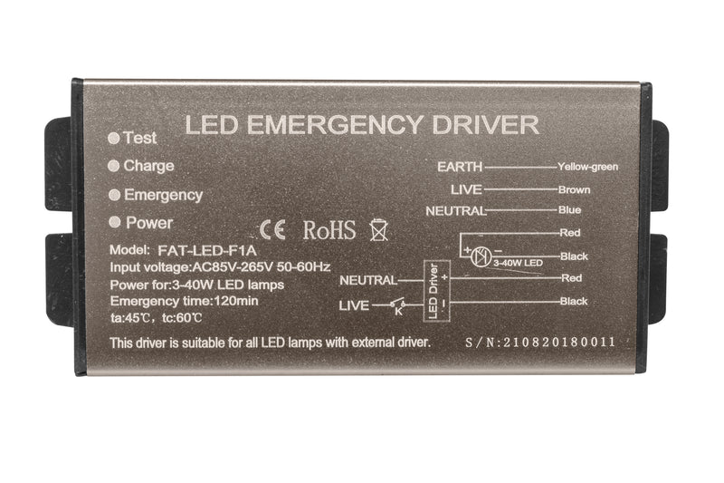 Driver de emergencia para luminarios LED, 3-40 Watts, batería de respaldo hasta 120 minutos, entrada 85-265V ca salida 3-75V cc 60mA, para interiores de iLumileds