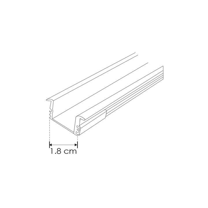 Kit perfil exterior aluminio con cejas ILUDXA2512KIT -L:3m A:2.1cm Al:1.6cm- incluye difusor, tapas laterales, grapas de sujeción y solera de aluminio