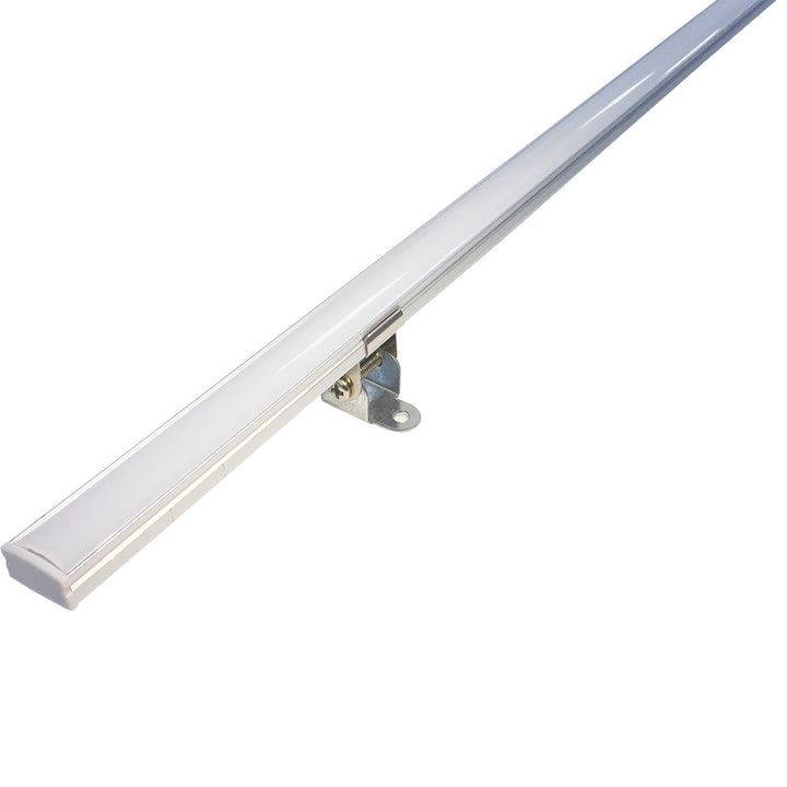 Kit perfil aluminio dirigible ILUPA1205KIT. -L:2m A:1.7cm Al:0.8cm- incluye difusor, tapas laterales, grapas de sujeción y bases metálicas dirigibles
