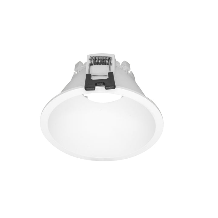 Downlight de policarbonato tipo baffle redondo iLumileds, acabado blanco, vista en perspectiva