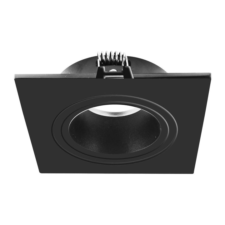 Downlight cuadrado dirigible de bajo deslumbramiento de policarbonato iLumileds, acabado negro, vista en perspectiva
