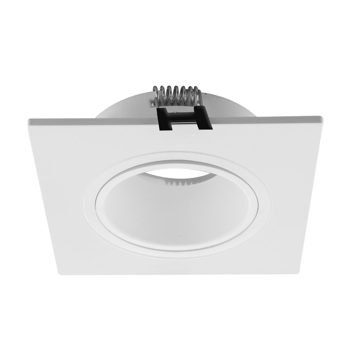 Downlight cuadrado dirigible de bajo deslumbramiento de policarbonato iLumileds, acabado blanco, vista en perspectiva