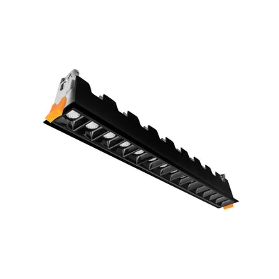 Downlight Rectangular Puntual con quince cuerpos ópticos 30W fabricado en aluminio con marco negro y reflector negro CRI:90, con opciones de ópticas en 24° / 36° y color de luz de iLumileds
