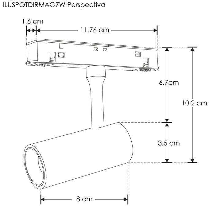 Proyector dirigible 7W 24° 3000K 48Vcc para riel magnético de iLumileds