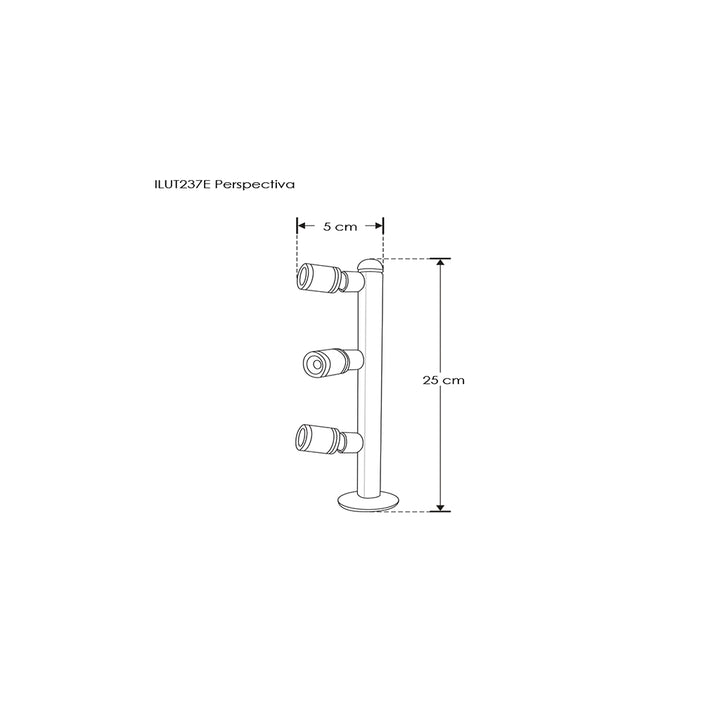 Luminario 3w 35° con tres cabezas móviles para vitrina acabado en gris Color de luz neutro (4100K) de 25cm de iLumileds
