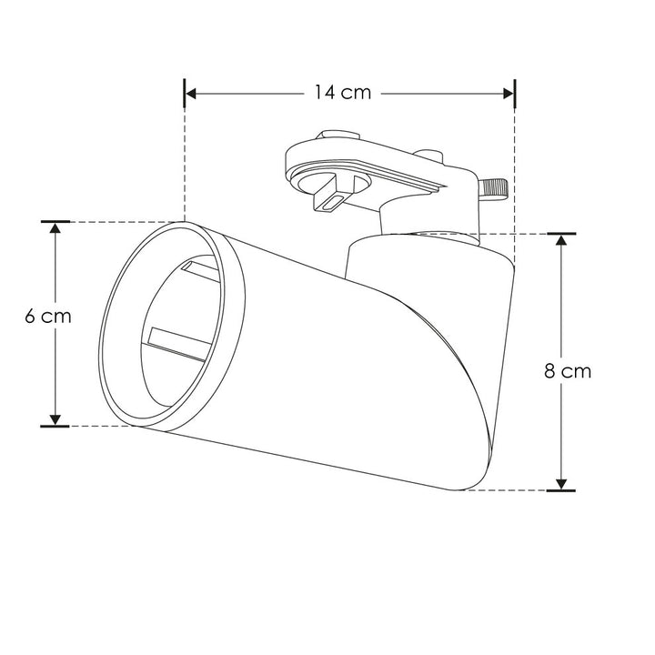Proyector cilíndrico ajustable para riel eléctrificado, para MR16 GU10 acabado negro o blanco de iLumileds