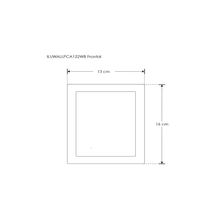 Luminario rectangular volumétrico con salida simétrica iLumileds, esquema con medidas