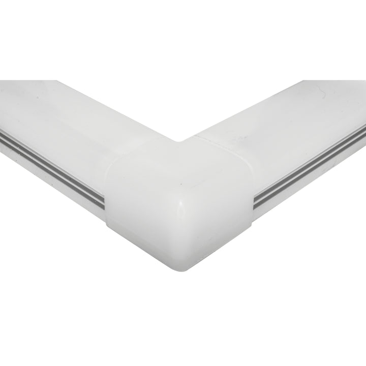 Kit de conector de metal, ángulo de 90° vista inferior para perfil DXA19 incluye conector de mica difusa, protector de cable negro y set de tornillos de iLumileds