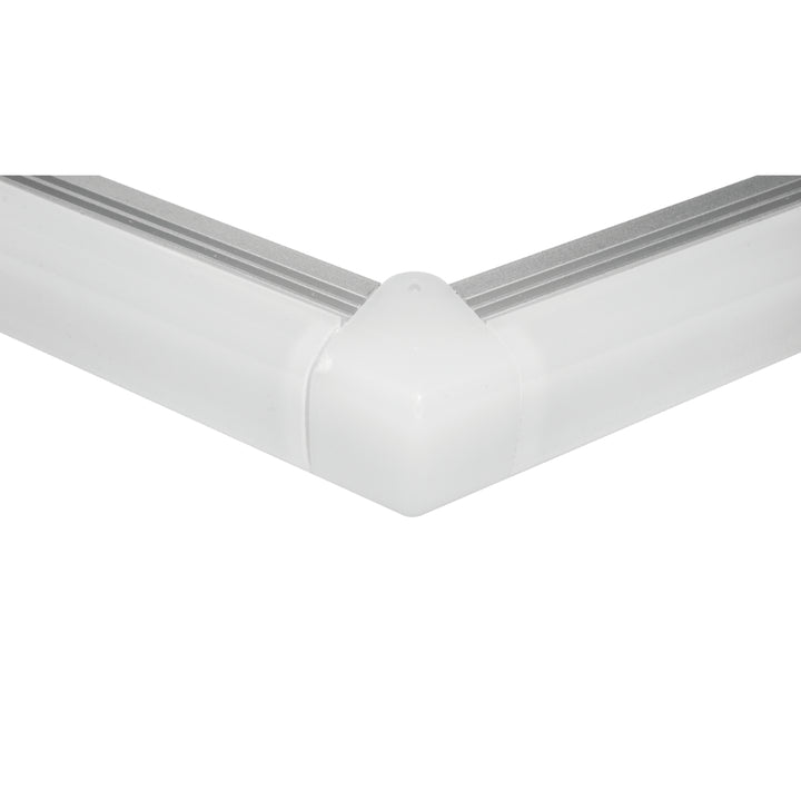 Kit de conector de metal, ángulo de 90° vista lateral para perfil DXA19 incluye conector de mica difusa, protector de cable negro y set de tornillos de iLumileds