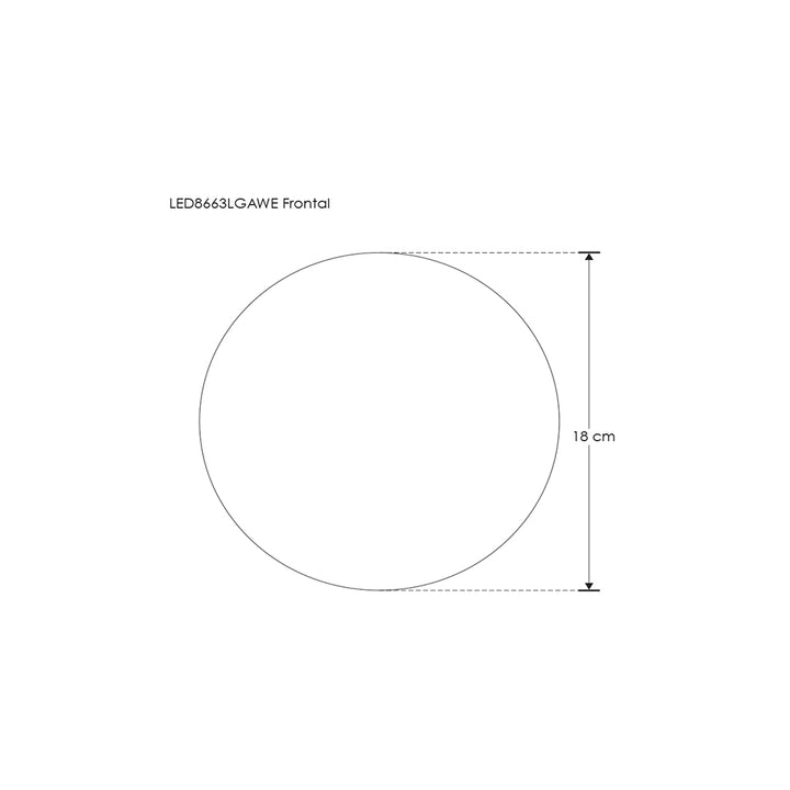 Circulo grande de luz en negativo 9W 3000K iLumileds, acabado blanco, vista frontal