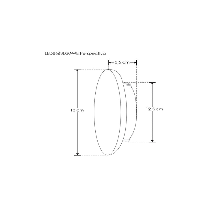 Circulo grande de luz en negativo 9W 3000K iLumileds, acabado blanco, vista en perspectiva