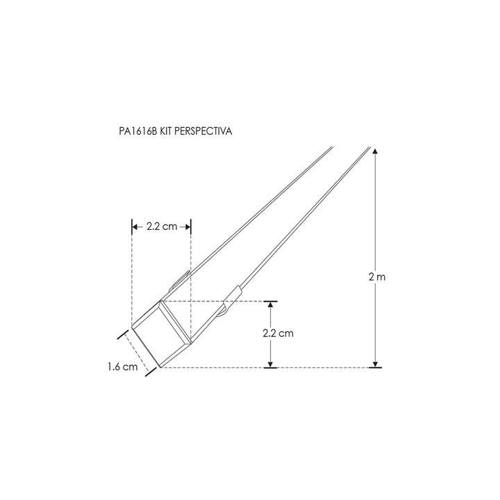 Kit perfil aluminio esquinero cuadrado PA1616BKIT. -L:2m A:1.6cm Al:2.2cm- incluye difusor acrílico, tapas laterales y grapas de sujeción de iLumileds