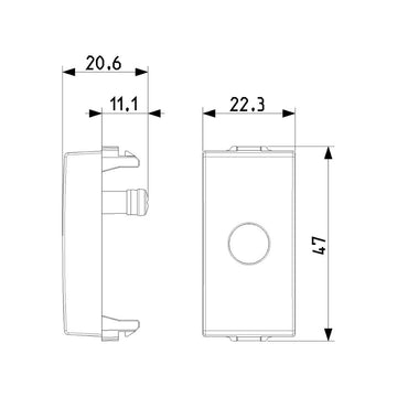 Salida de cable con sujeta cable para NeveUp opción acabado blanco o carbón mate de Vimar