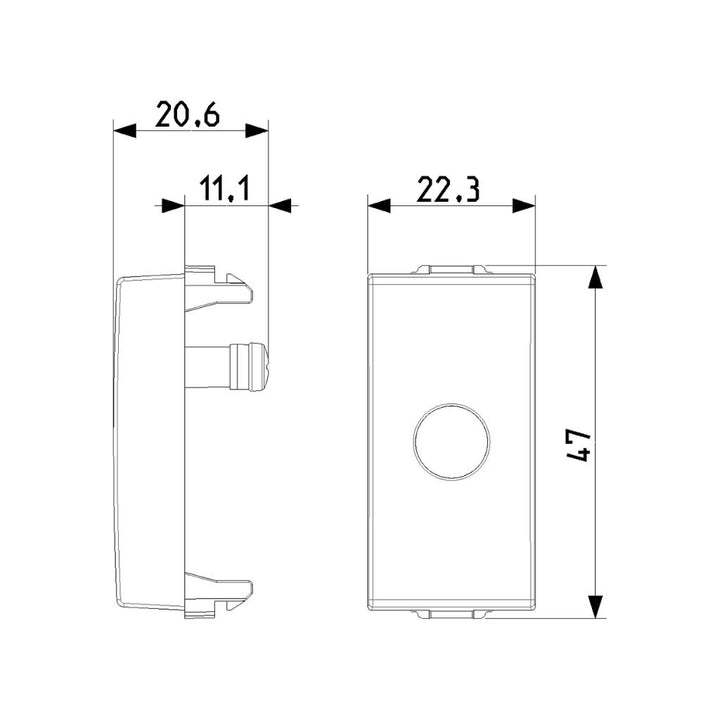 Salida de cable con sujeta cable para NeveUp opción acabado blanco o carbón mate de Vimar