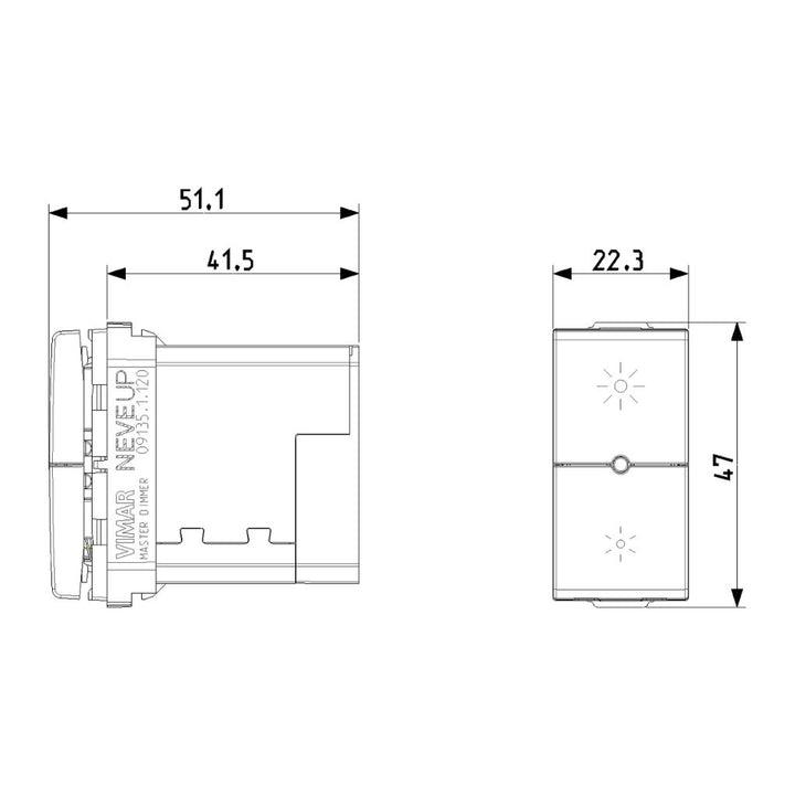 Dimmer Variador MASTER 120V universal para NeveUp opción acabado blanco o carbón mate de Vimar