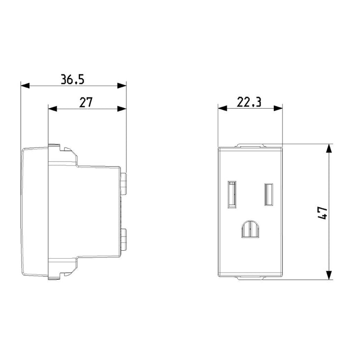 Contacto 1 módulo Toma 2P+T 15A 127V para NeveUp opción acabado blanco o carbón mate de Vimar