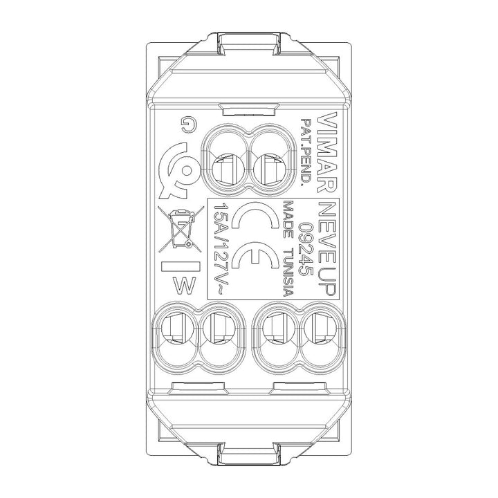 Contacto 1 módulo Toma 2P+T 15A 127V para NeveUp opción acabado blanco o carbón mate de Vimar