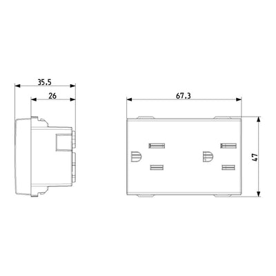 Contacto Dúplex 2P+T 15A 127V para NeveUp opción acabado blanco o carbón mate de Vimar