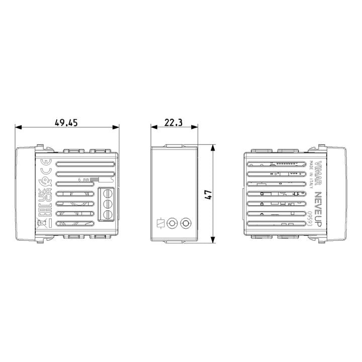 Actuador relé NO smart IoT 16A para NeveUp opción acabado blanco o carbón mate de Vimar