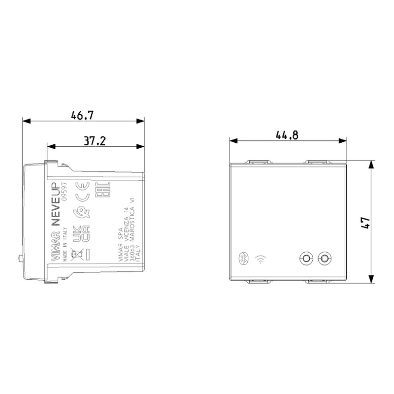 Gateway smart IoT 2 módulos para NeveUp opción acabado blanco o carbón mate de Vimar