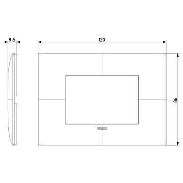 Placa Negro Glossy fabricada en tecnopolímero, línea NeveUp de Vimar