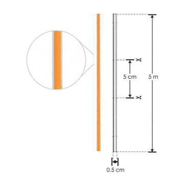Kit 1pz Fuente de alimentación conmutada 200W (160W máx.), entrada 110-220V ca salida 24V cc, para interiores de iLumileds + 1pz Tira LED COB solo 0.5cm de ancho 11W/m 24V CRI:90 con 480 chips/m rollo 5m cálido (3000K), con auto adhesivo de iLumileds