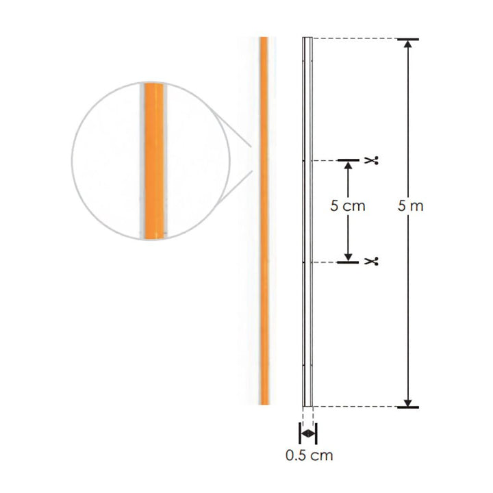 Kit 1pz Fuente de alimentación conmutada 200W (160W máx.), entrada 110-220V ca salida 24V cc, para interiores de iLumileds + 2pz Tira LED COB solo 0.5cm de ancho 11W/m 24V CRI:90 con 480 chips/m rollo 5m cálido 3000K, con auto adhesivo de iLumileds