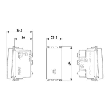Interruptor 1P 10AX acabado Negro Mate - Blanco Mate - Metal Mate para Arké de Vimar