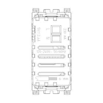 Alimentador USB A + C 5V 2,4A, 1 módulo acabado Negro Mate - Blanco Mate - Metal Mate para Arké de Vimar