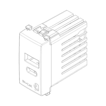 Alimentador USB A + C 5V 2,4A, 1 módulo acabado Negro Mate - Blanco Mate - Metal Mate para Arké de Vimar