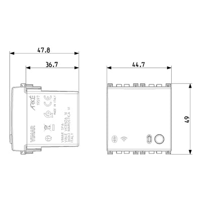 Gateway smart IoT 2 módulos opción Negro Mate - Blanco Mate - Metal Mate para Arké de Vimar