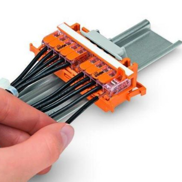 Conector 221-615 para empalme de 5 polos transparente de calibre 20-10 AWG de Wago