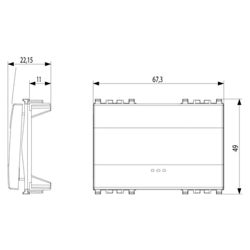 Tecla 3 módulos para apagador smart IoT para EVO y EXÉ EIKON opción acabado Negro Mate - Blanco Mate - Metal Mate de Vimar