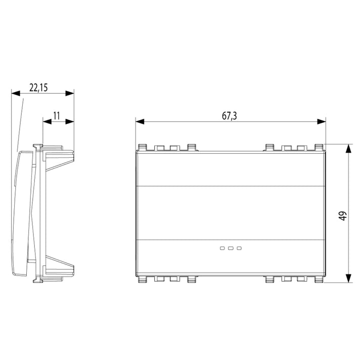 Tecla 3 módulos para apagador smart IoT para EVO y EXÉ EIKON opción acabado Negro Mate - Blanco Mate - Metal Mate de Vimar